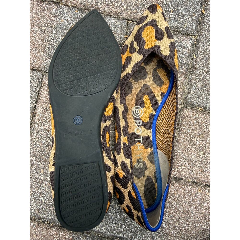 Rothy's The Point Big Cat Leopard Animal Print Ballet Flats Size 8 - Picture 8 of 9